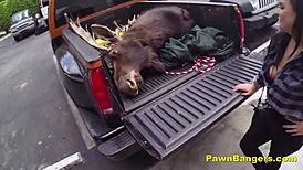 Pair of Wild Dykes Take Monster Cock for Cash!