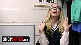 I, the loss prevention officer, helped that nerdy shoplifter learn how a real man fucks her