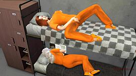 Policeman Masturbates To Lesbian Prison Tribbing