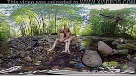 Yanks amateurs ANA MOLLY and BELLE HAVING LESBIAN FUN outdoors