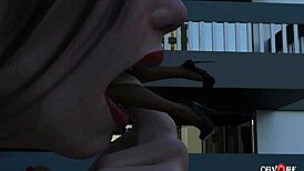 Giantess explores city in free animation version