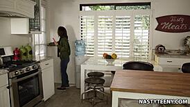 Slutty teen lily jordan deepthroats her boyfriend's friend's monster cock before fucking hard!