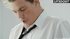 Stunning Model Casey A Sucks and Fucks Boyfriend in Black Lingerie