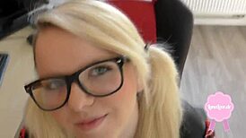 Pretty blonde in uniform gets hardcore doggy style sex with a facial