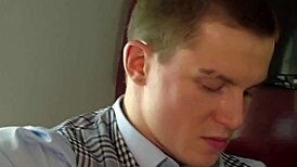 Fucked Beauty On Board The Plane with Double Penetration and Blowjob Group