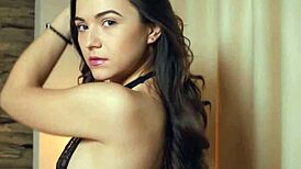 Watch This Cute Brunette Babe Finger Her Small Tits To Intense Multiple Orgasms!