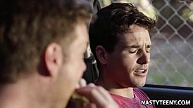 Slutty teen lily jordan deepthroats her boyfriend's friend's monster cock before fucking hard!