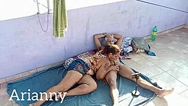 Submissive Arianny Koda RJ and Leo Ogro bang hard on rooftop
