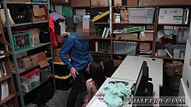Ebony experiences her first time anal with the police officer at the pawn shop in uniform.