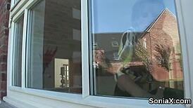 Cheating British milf lady Sonia flaunts her huge breasts