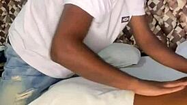 In a Rio swing house, a voyeur watches a lesbian prostitute massage a couple with big black cock anal