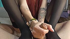 Pov handjob with feet around cock 😍