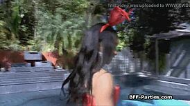 Horny Amateur Lingerie Bunnies in Hardcore Interracial POV Foursome Fucking at Party