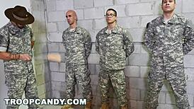 Oops! Gay drill sergeant dishes out hardcore anal training in army group. 😅