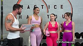 Gym sluts, wanna share this big cock in a wild foursome?