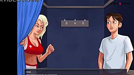 Summertime Saga: Anon Spies on Step-Sister's Nude Bath with Other Girls