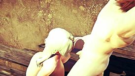 Tsunade gets blowjob and threesome creampie in Naruto hentai 😏