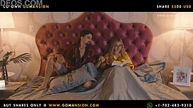 This dildo is pounding the brunette and blonde lesbians with toys.