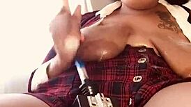 big titty slut fucked by machine, huge tits bouncing 😈