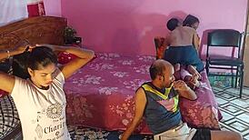 Hey, watch these desi college couples hanif, popy khatun, mst sumona, and manik mia getting wild in a homemade interracial gangbang