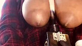 big titty slut fucked by machine, huge tits bouncing 😈