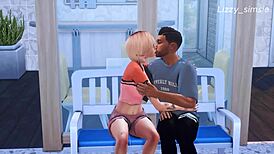 Blonde bonde gets fucked hard in the gym during 3d animation sims 4. She takes it doggystyle and blows him off with cum everywhere.