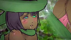 Lustful encounter with big tits bent over in the forest