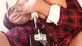 big titty slut fucked by machine, huge tits bouncing 😈