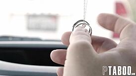 johnny goodluck and victoria voxxx smile for the camera during pov blowjob with petite teen