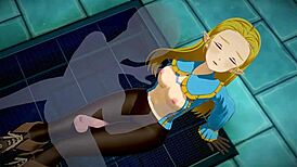 Blonde girl zelda makes him cum hard