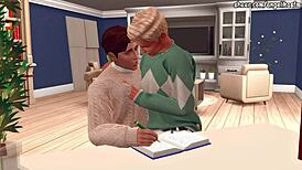 Perverted teacher lures student into hard anal in Sims 4 animation