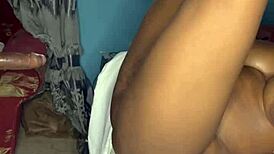 Does this ebony slut squirt and cream from fucking?