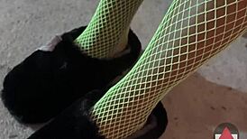 Worship My Green Fishnets Feet In Femdom Domination!