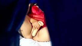 amateur roleplays trying on mom's lingerie and masturbates her wet pussy to orgasm