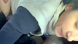 He watches her perfect ass while she sucks and squeezes his cock for a cumshot