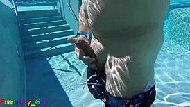 i cheekily jerk off my fat cock in a public thermal pool underwater for hot fun