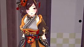 Chiori Gives See-Through Blowjob in Genshin Impact POV