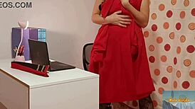 Colleague Secretary Mala Dvojka Shows Off Shaved Pussy and Sexy European Ass in Fetish Play