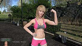 Katia John can't help staring at those big boobs during training!