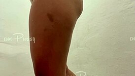 teen asian girl shaving pussy in shower on camera