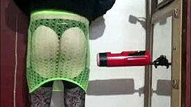 Crossdresser Enjoys Shy Homemade Machine Masturbation Session