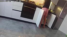 Cheating wife sneaks a hard fuck with neighbor in steamy kitchen