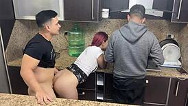 Cheating Wife Bent Over by Husband’s Friend in Kitchen