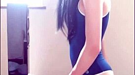 Shemale intensely plays with plastic cock in solo session for freaky fun