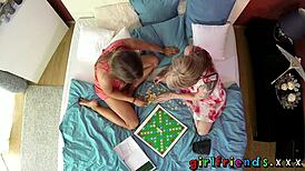 Cute Blonde Girlfriends Play Naughty Games Before Intense Pussy Licking