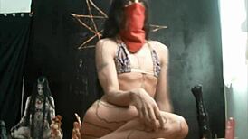 Ladyboy uses big dildos in anal scenes with feet involved