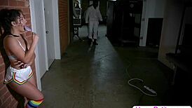 Petite teen slammed by big black cocks in gang bang