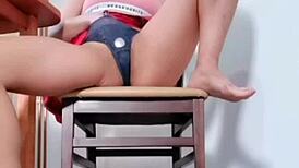 She thought she could cook with vibrator in pussy but temptation wins