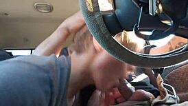 Road head action with black socks and intense blowjob skills on display.