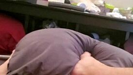 I'm getting my small cock stroked so good.